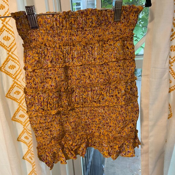 Yellow Floral Mini Skirt - Picture 1 of 2